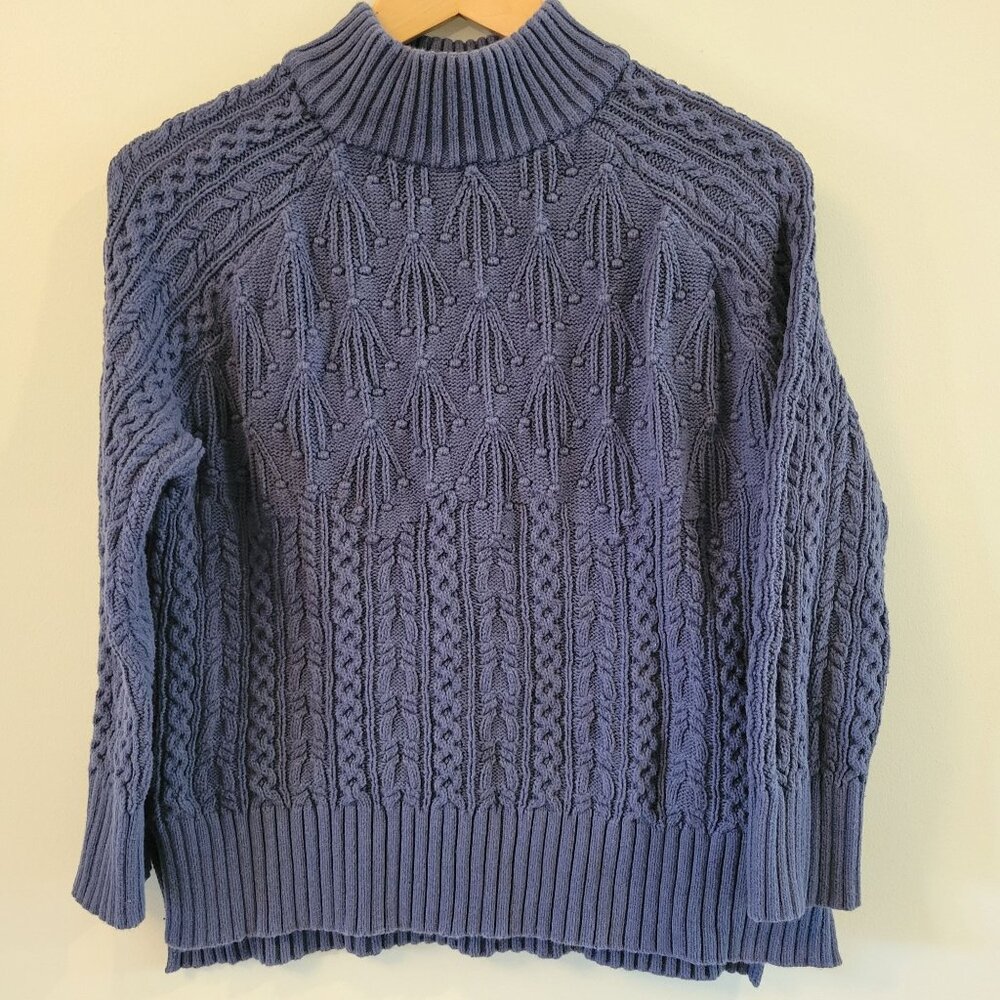 Blue Cable Knit Cotton Sweater By Colour Eighteen Size L